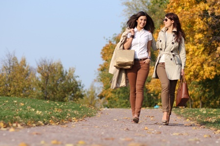 two cute girls in park