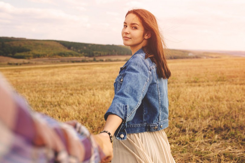 cute girlfriend in field