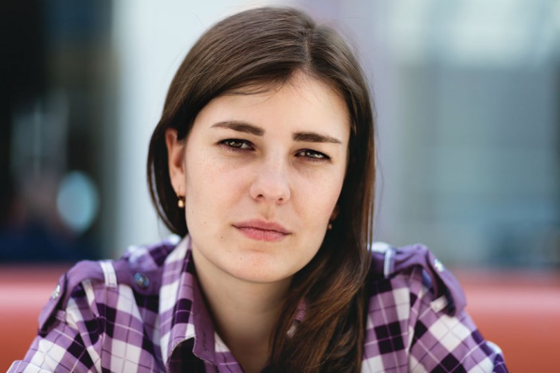 young lady eye contact