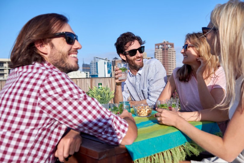 group of friends having conversation